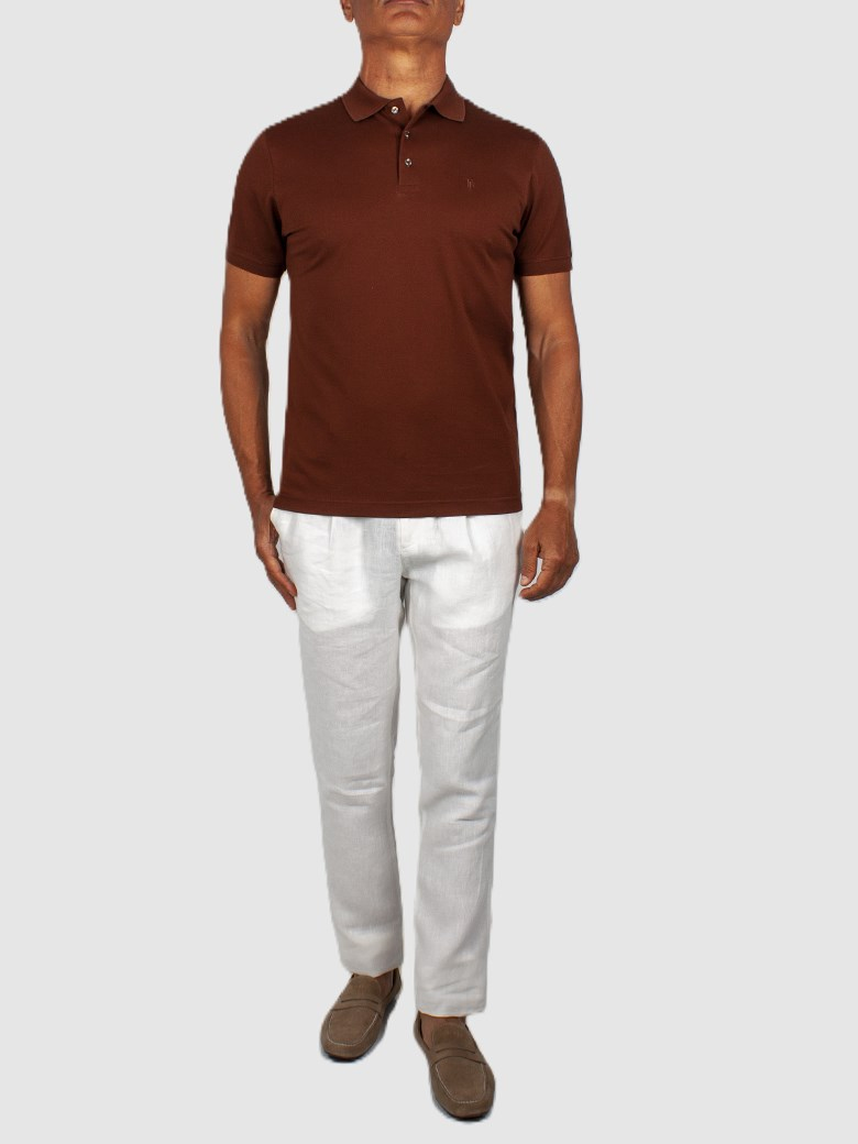 Regular Fit Merserize Koyu Kahve Polo Yaka Tişört