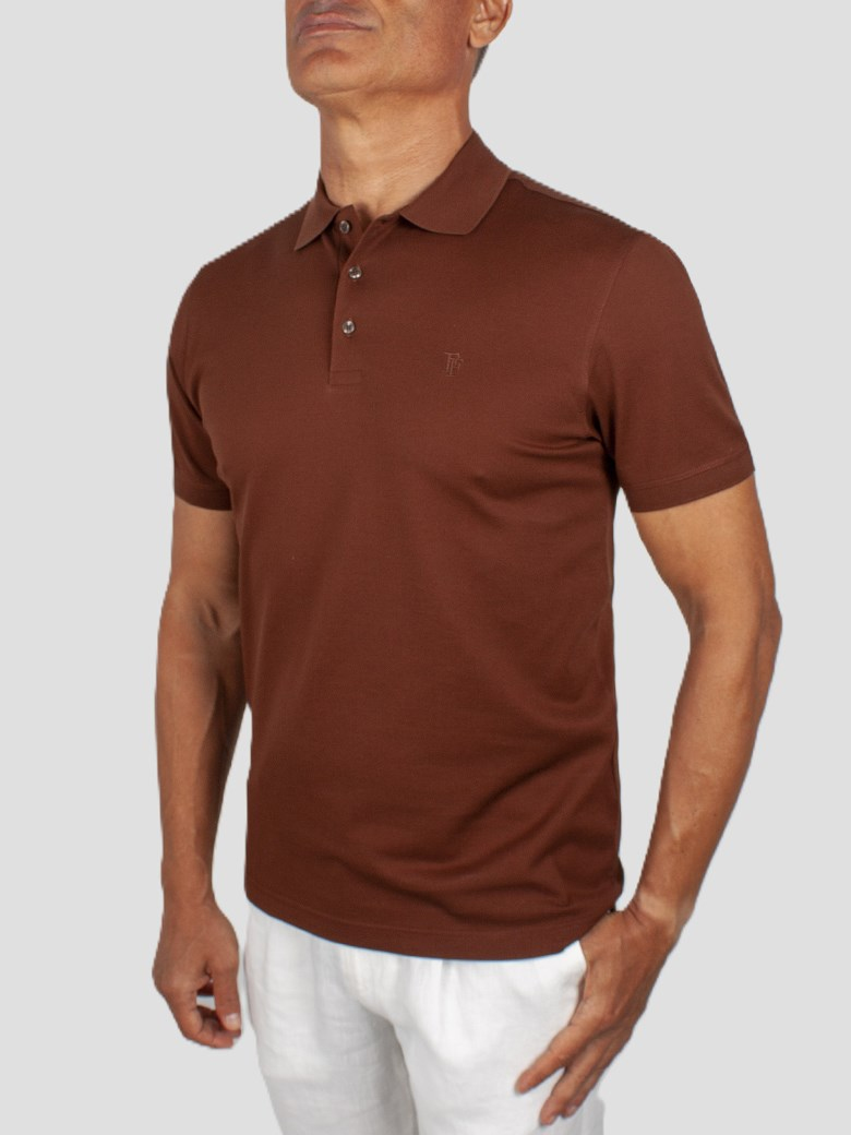 Regular Fit Merserize Koyu Kahve Polo Yaka Tişört
