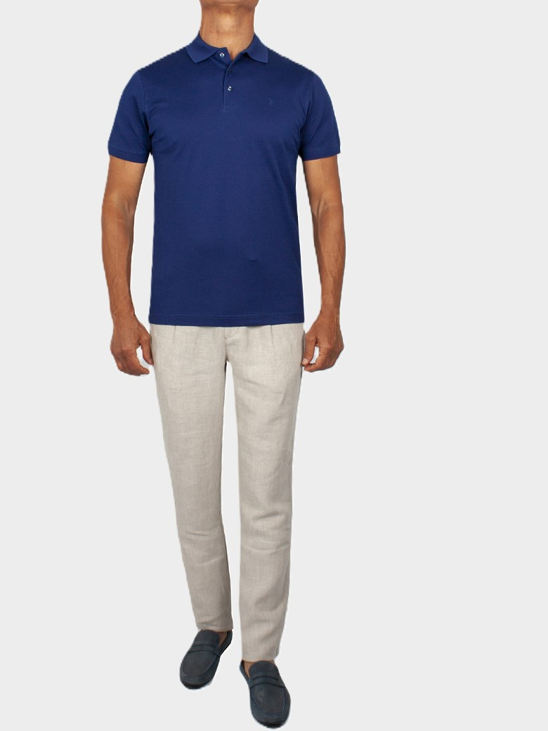 Regular Fit Merserize Lacivert Polo Yaka Tişört