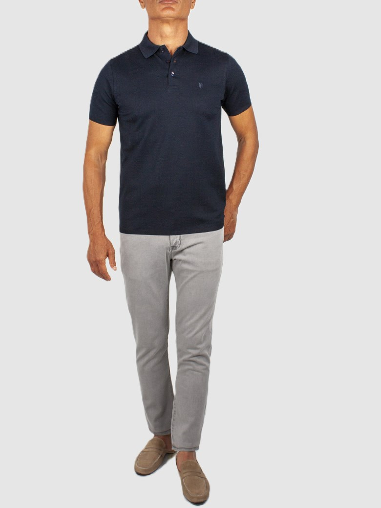 Regular Fit Merserize Lacivert Polo Yaka Tişört