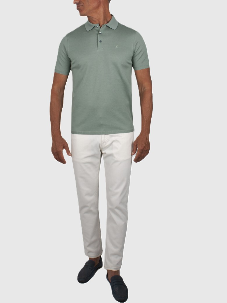 Regular Fit Merserize Yeşil Polo Yaka Tişört