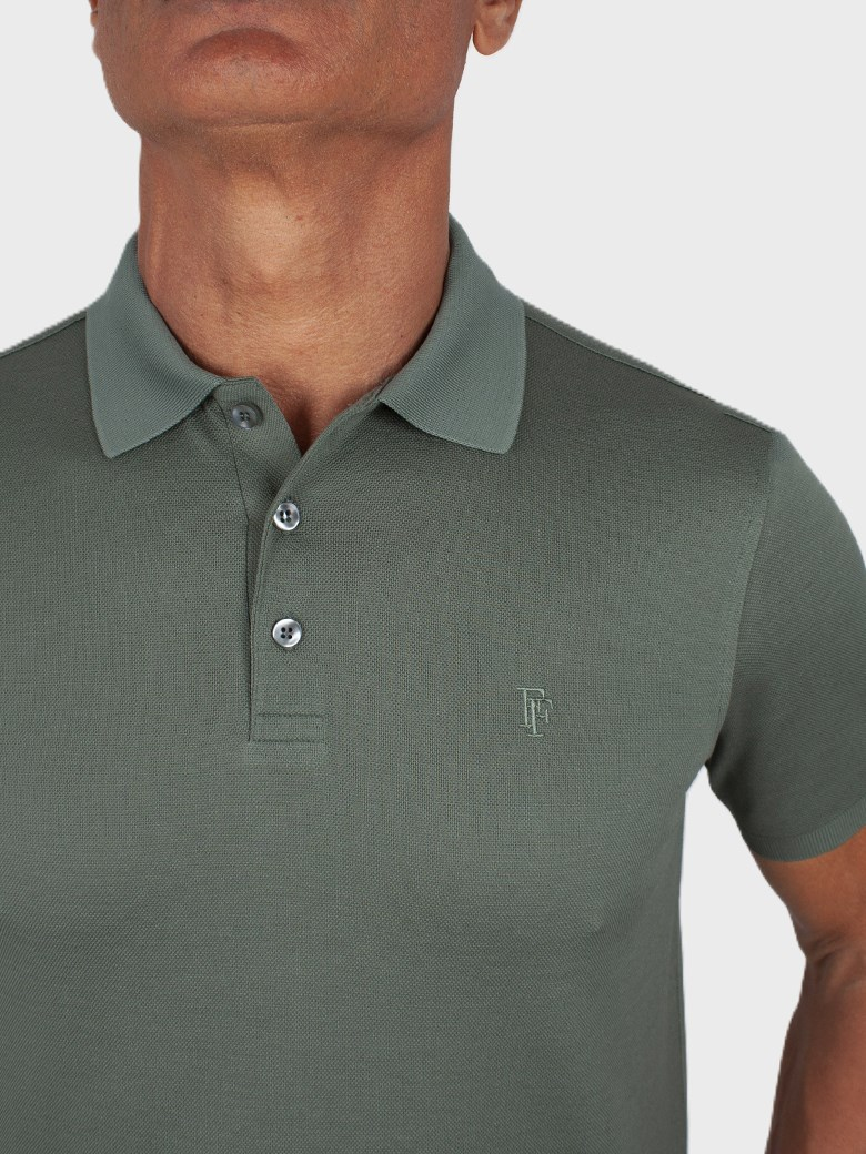 Regular Fit Merserize Yeşil Polo Yaka Tişört