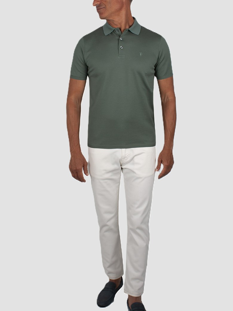 Regular Fit Merserize Yeşil Polo Yaka Tişört