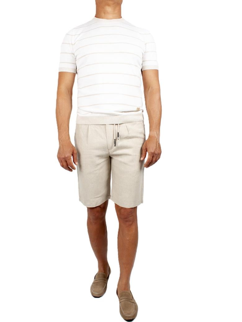Regular Fit Normal Kesim Bej Keten Şort
