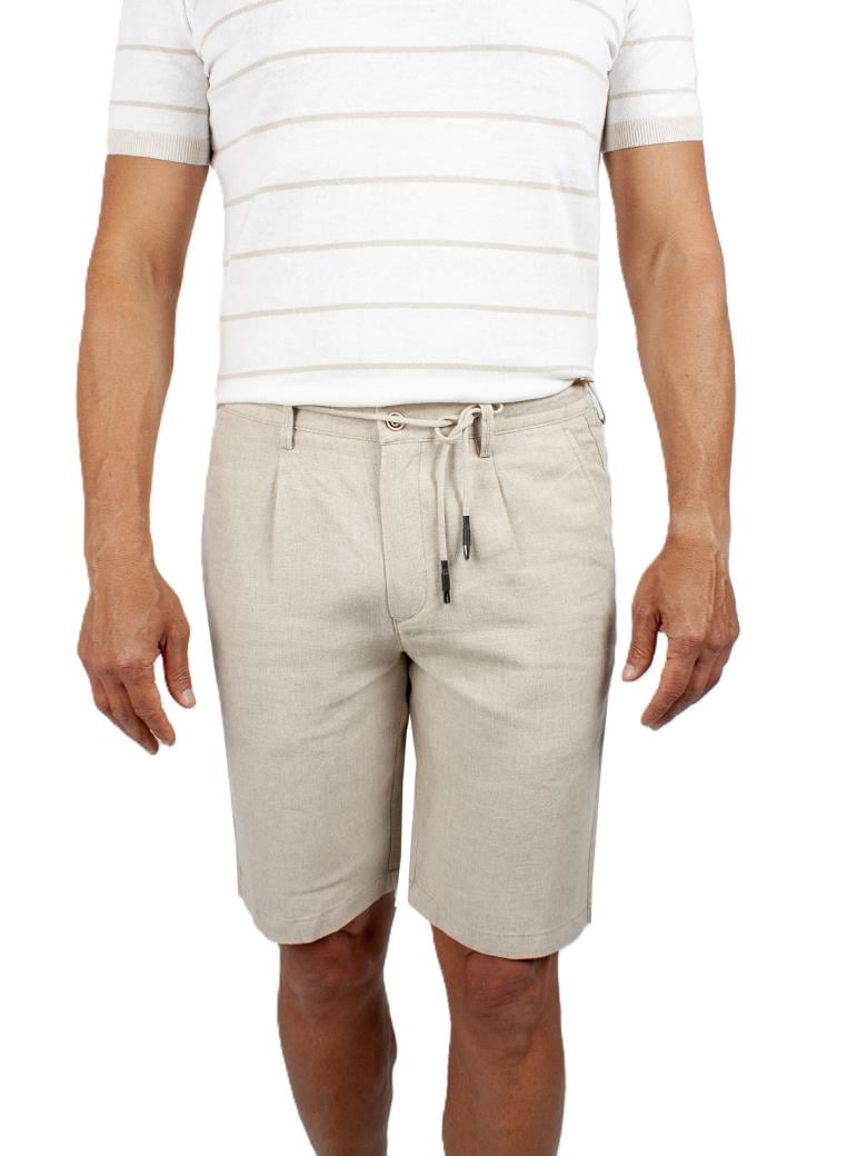 Regular Fit Normal Kesim Bej Keten Şort