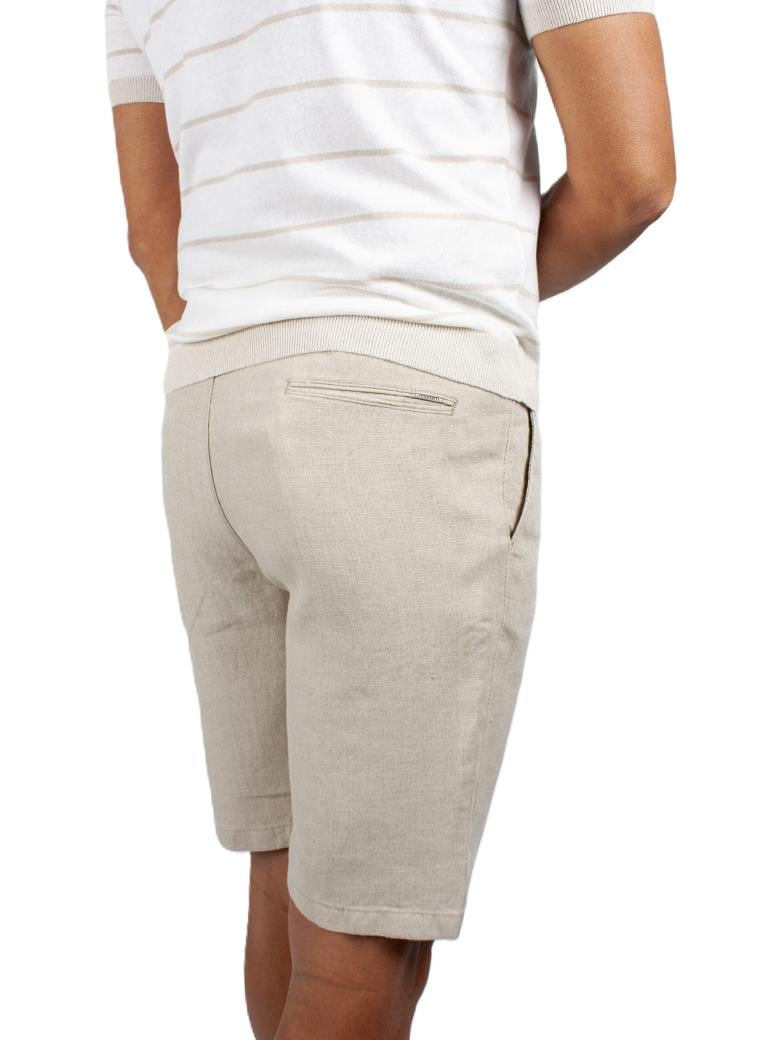 Regular Fit Normal Kesim Bej Keten Şort