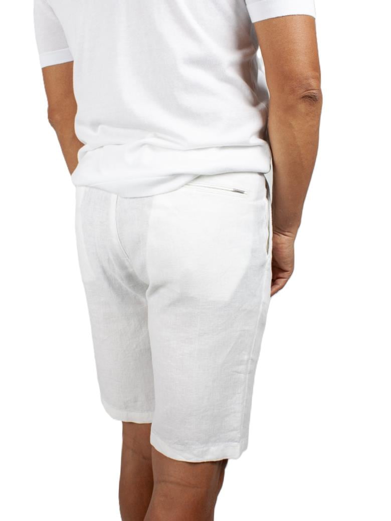 Regular Fit Normal Kesim Beyaz Keten Şort