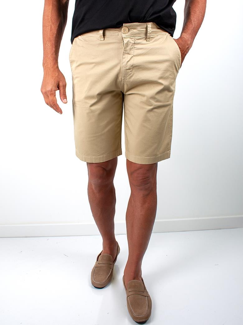 Regular Fit Normal Kesim Likralı Denim Bej Şort