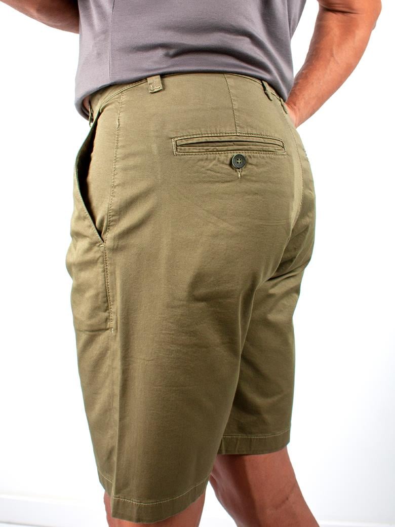 Regular Fit Normal Kesim Likralı Denim Haki Şort