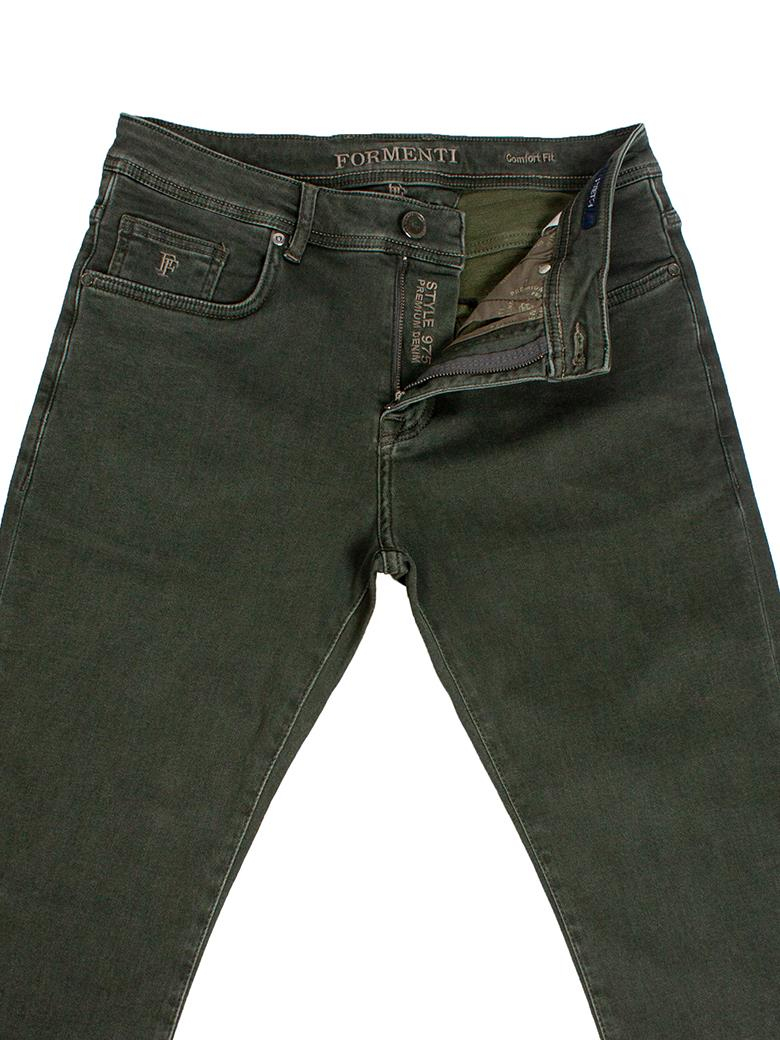 Regular Fit Normal Kesim Likralı Haki Denim Kot Pantolon