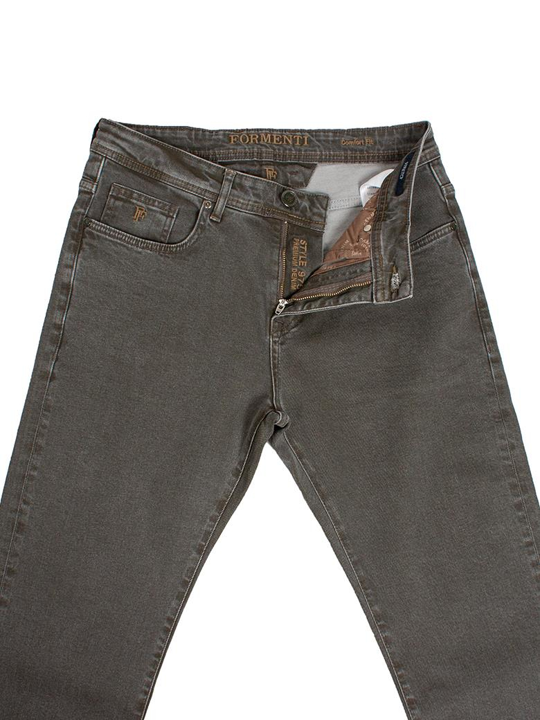 Regular Fit Normal Kesim Likralı Haki Denim Kot Pantolon