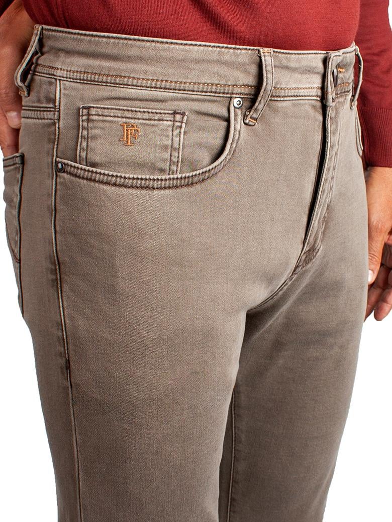 Regular Fit Normal Kesim Likralı Kahve Denim Kot Pantolon