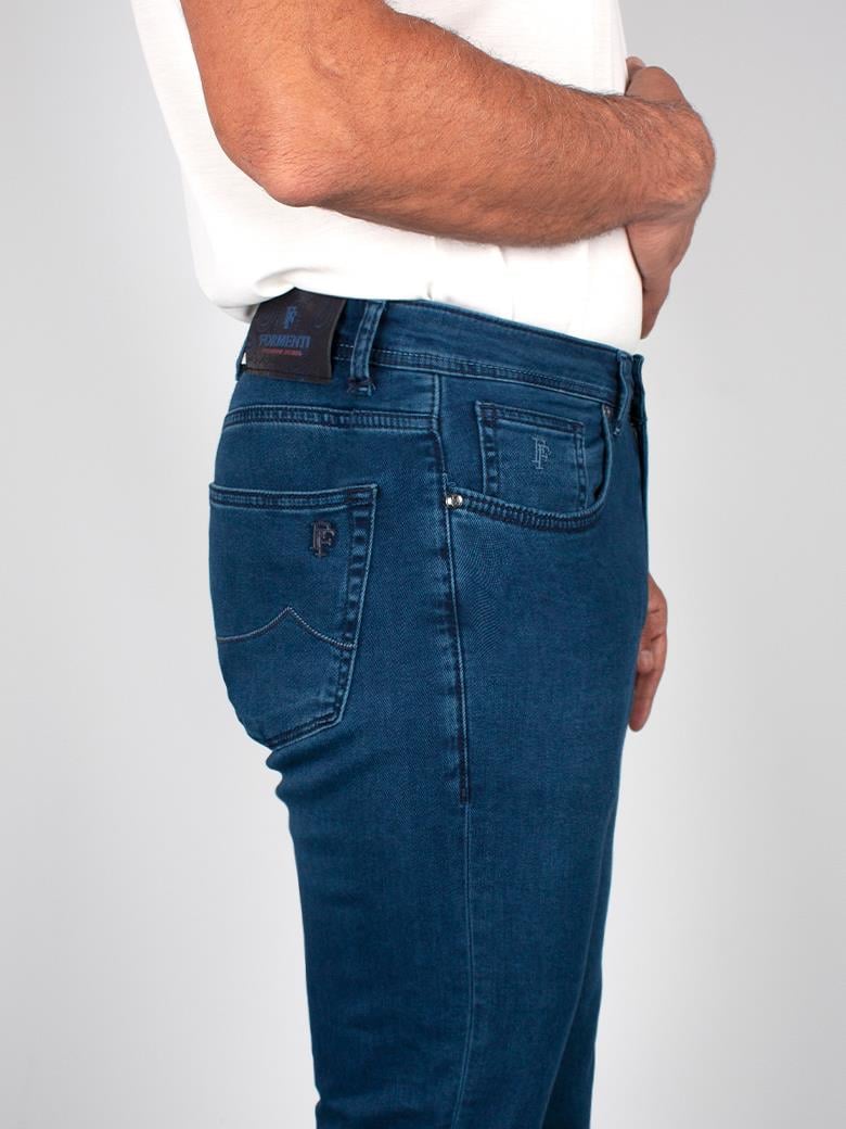 Regular Fit Normal Kesim Likralı Mavi Kot Pantolon