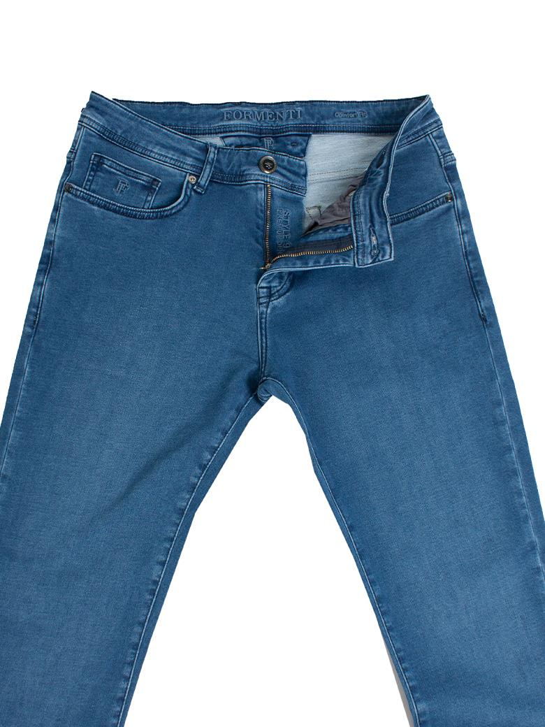 Regular Fit Normal Kesim Likralı Mavi Denim Kot Pantolon