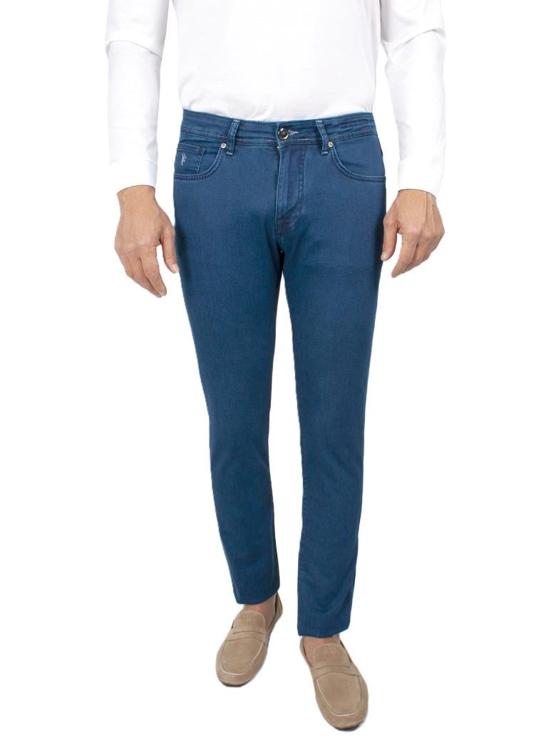 Regular Fit Normal Kesim Likralı Petrol Kot Pantolon