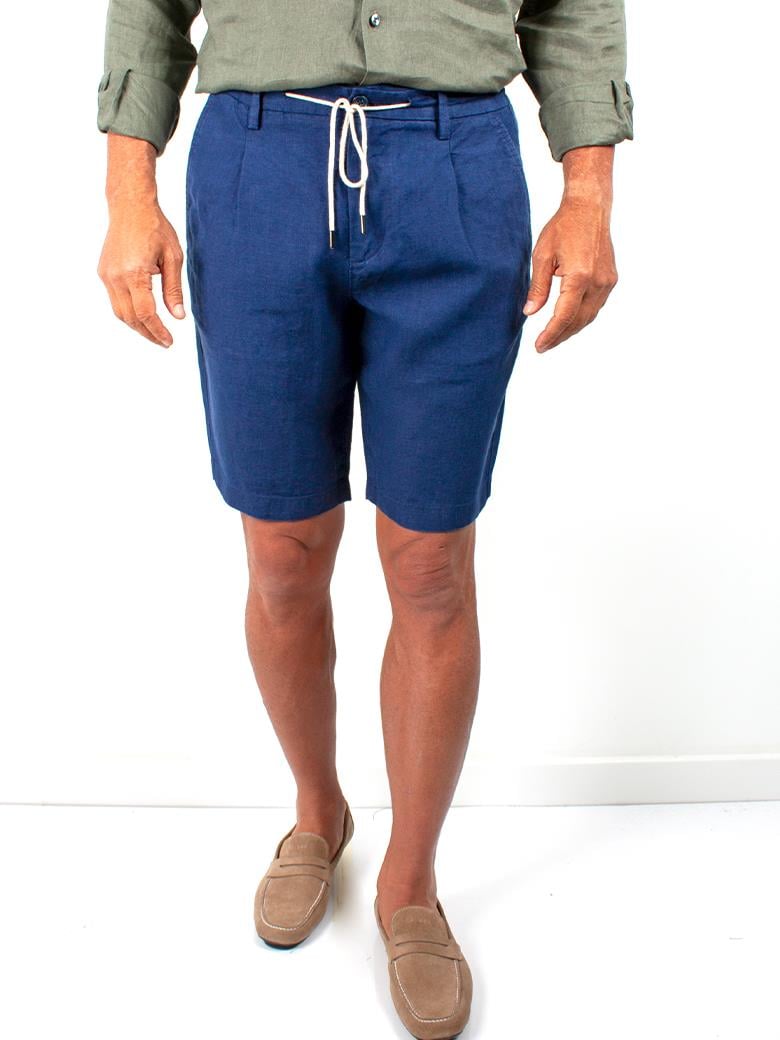 Regular Fit Normal Kesim Mavi Keten Şort