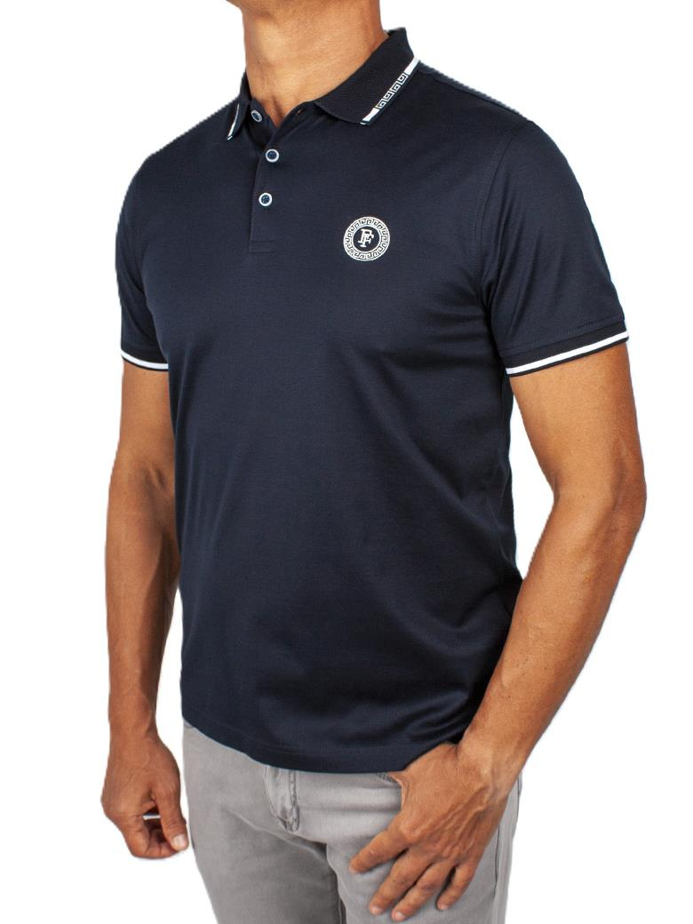 Regular Fit Yaka Detaylı Merserize %100 Pamuk Koyu Lacivert Polo Tişört