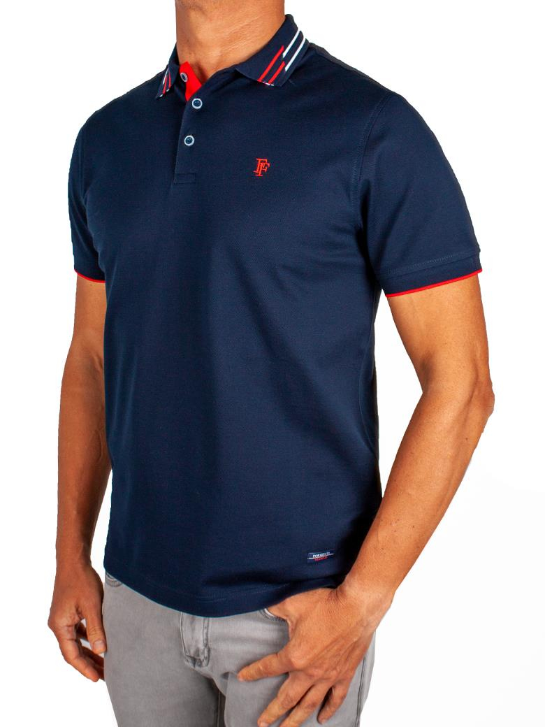 Regular Fit Yaka Detaylı Merserize %100 Pamuk Koyu Lacivert Polo Tişört
