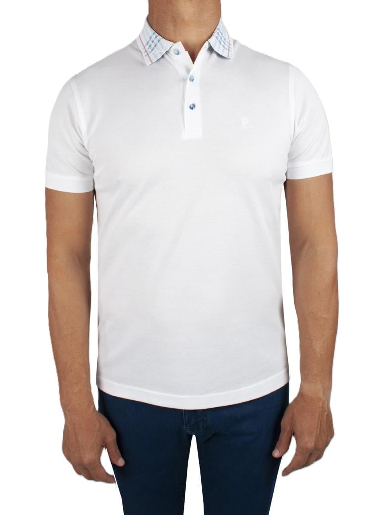 Regular Fit Yaka Detaylı Merserize %100 Pamuk Beyaz Polo Tişört