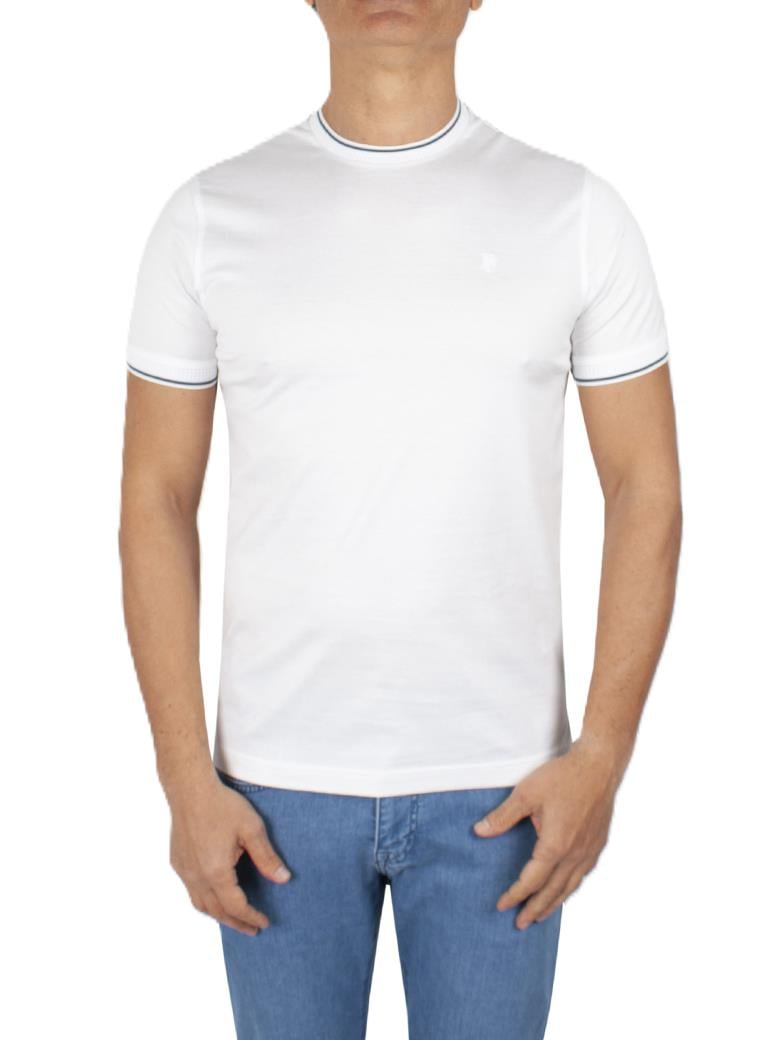 Regular Fit Yaka Detaylı Merserize %100 Pamuk Beyaz Bisiklet Yaka Tişört
