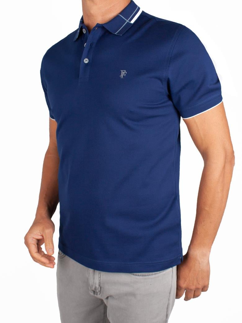 Regular Fit Yaka Detaylı Merserize %100 Pamuk Açık Lacivert Polo Tişört