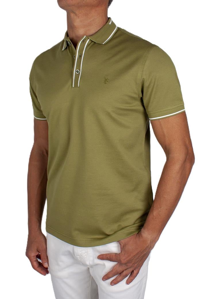 Regular Fit Yaka Detaylı Merserize %100 Pamuk Yeşil Polo Tişört