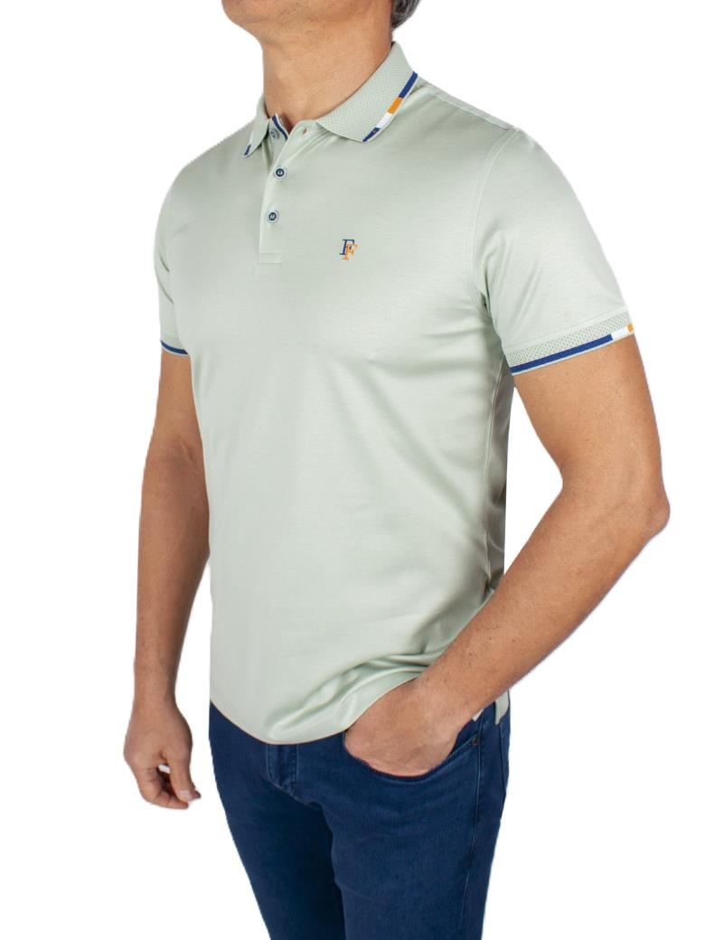 Regular Fit Yaka Detaylı Merserize %100 Pamuk Mint Polo Tişört