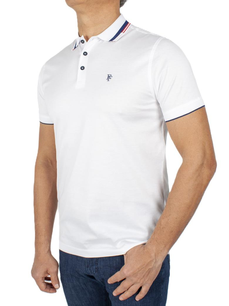 Regular Fit Yaka Detaylı Merserize %100 Pamuk Beyaz Polo Tişört