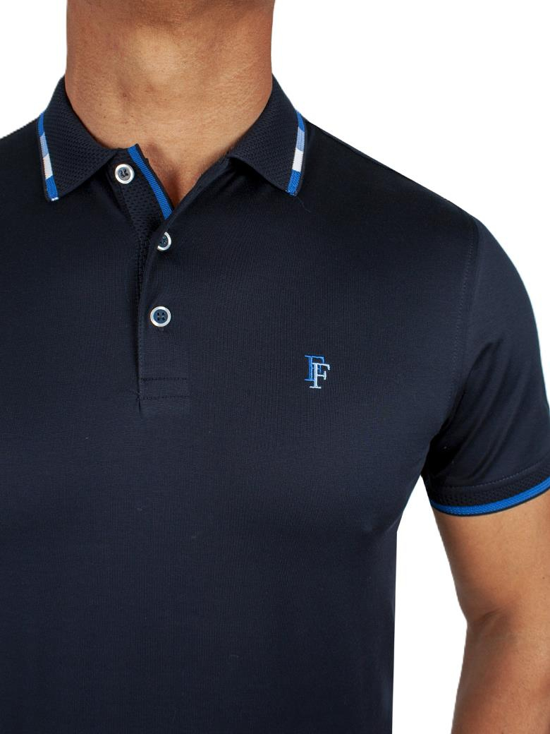 Regular Fit Yaka Detaylı Merserize %100 Pamuk Koyu Lacivert Polo Tişört