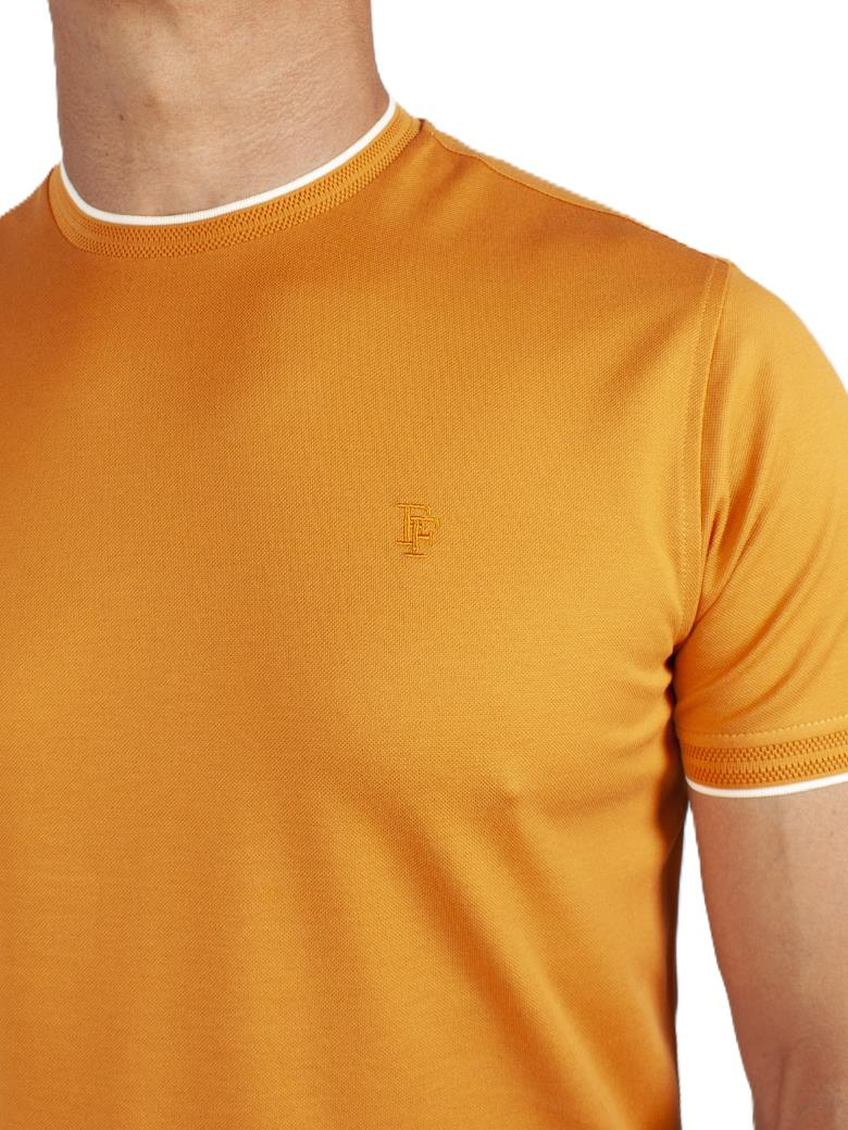 Regular Fit Yaka Detaylı Merserize %100 Pamuk Oranj Bisiklet Yaka Tişört