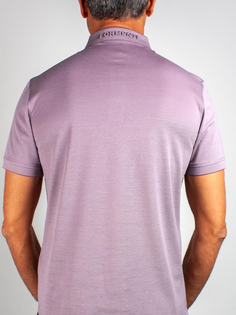 Regular Fit Yaka Detaylı Merserize %100 Pamuk Açık Pembe Polo Tişört