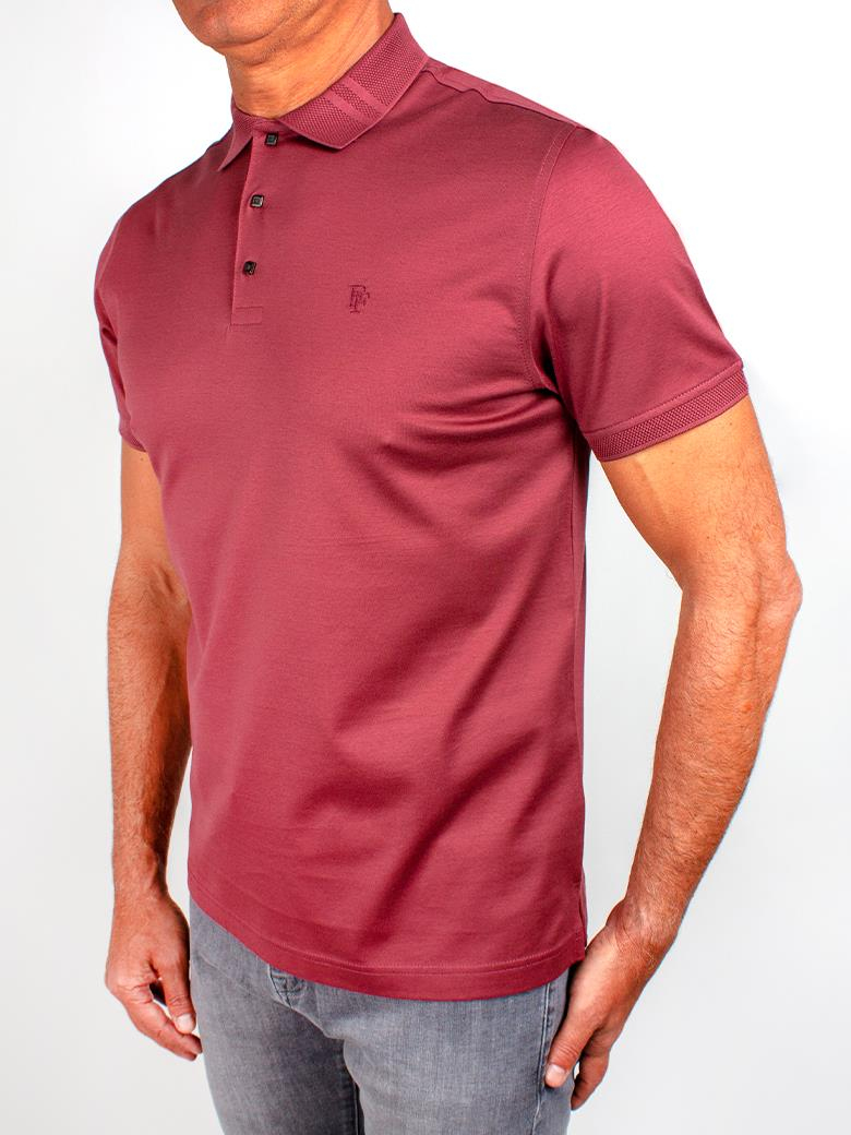 Regular Fit Yaka Detaylı Merserize %100 Pamuk Mürdüm Polo Tişört