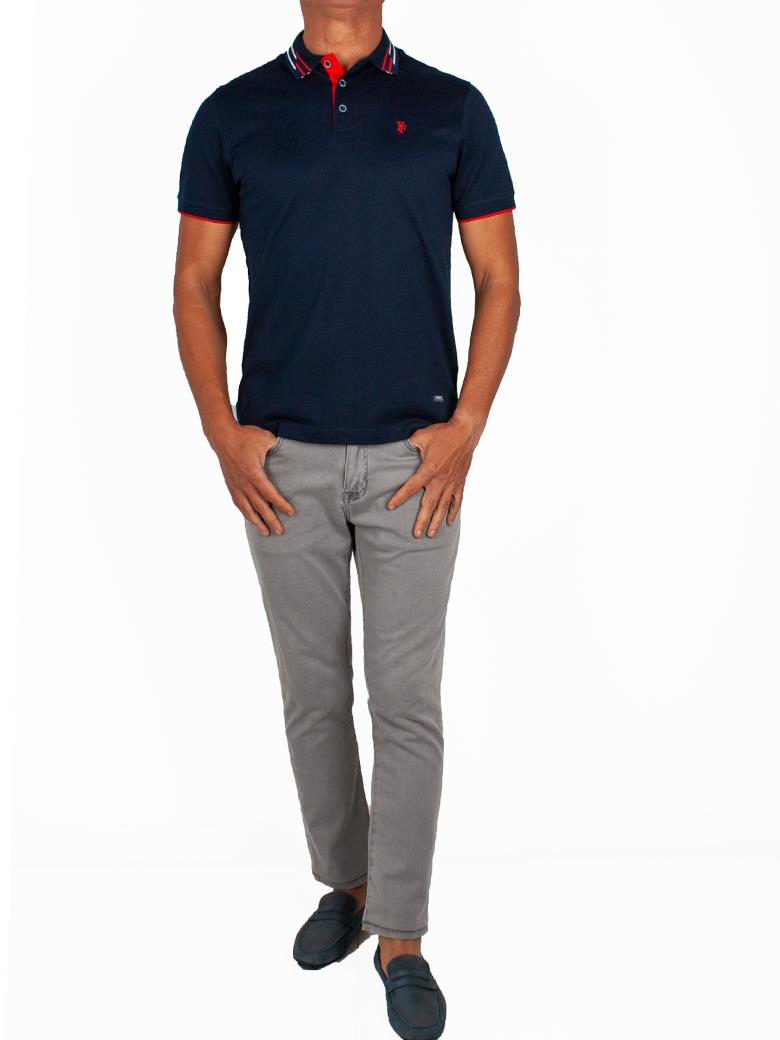 Regular Fit Yaka Detaylı Merserize %100 Pamuk Koyu Lacivert Polo Tişört