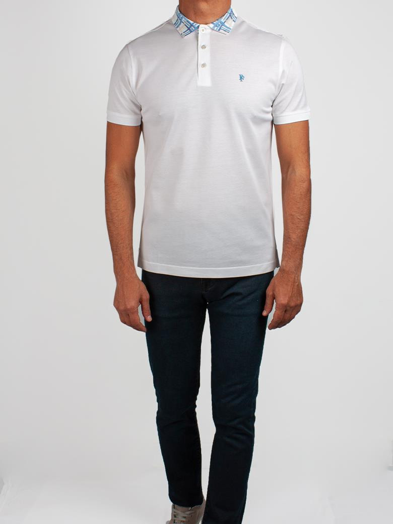 Regular Fit Yaka Detaylı Merserize %100 Pamuk Beyaz Polo Tişört