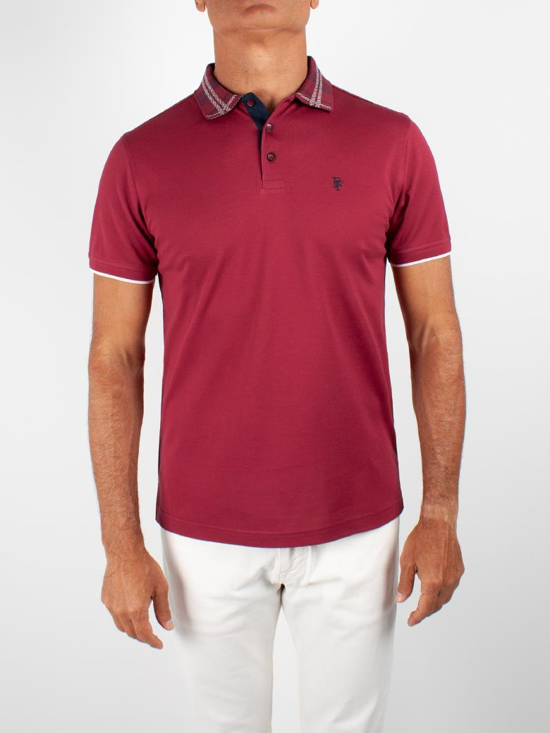Regular Fit Yaka Detaylı Merserize %100 Pamuk Bordo Polo Tişört
