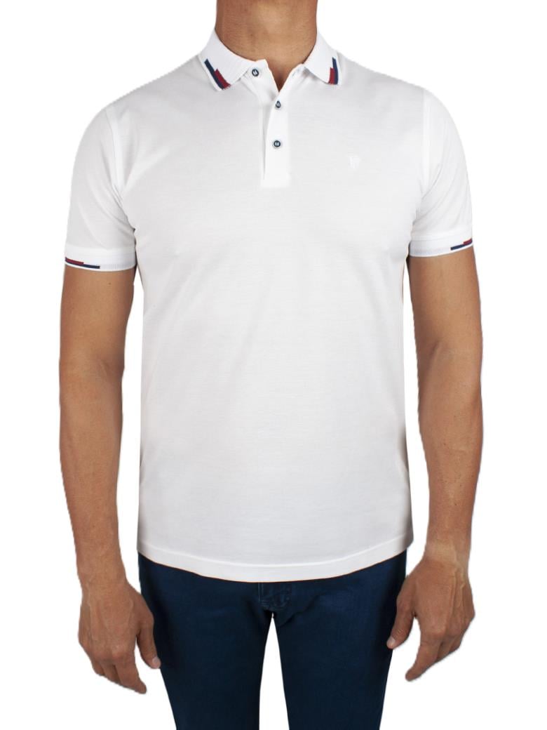 Regular Fit Yaka Detaylı Merserize %100 Pamuk Beyaz Polo Tişört