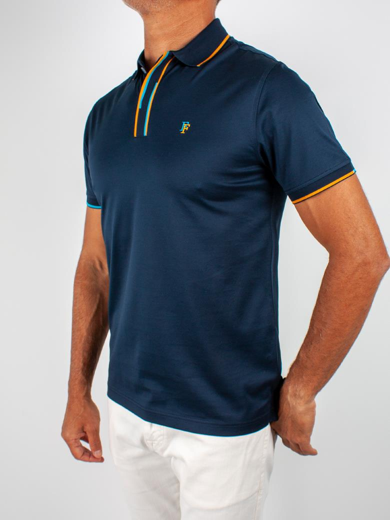 Regular Fit Yaka Detaylı Merserize %100 Pamuk Lacivert Polo Tişört