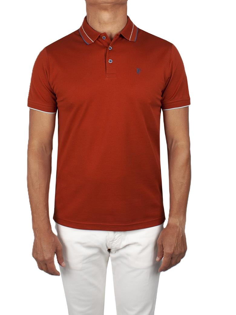 Regular Fit Yaka Detaylı Merserize %100 Pamuk Kiremit Polo Tişört