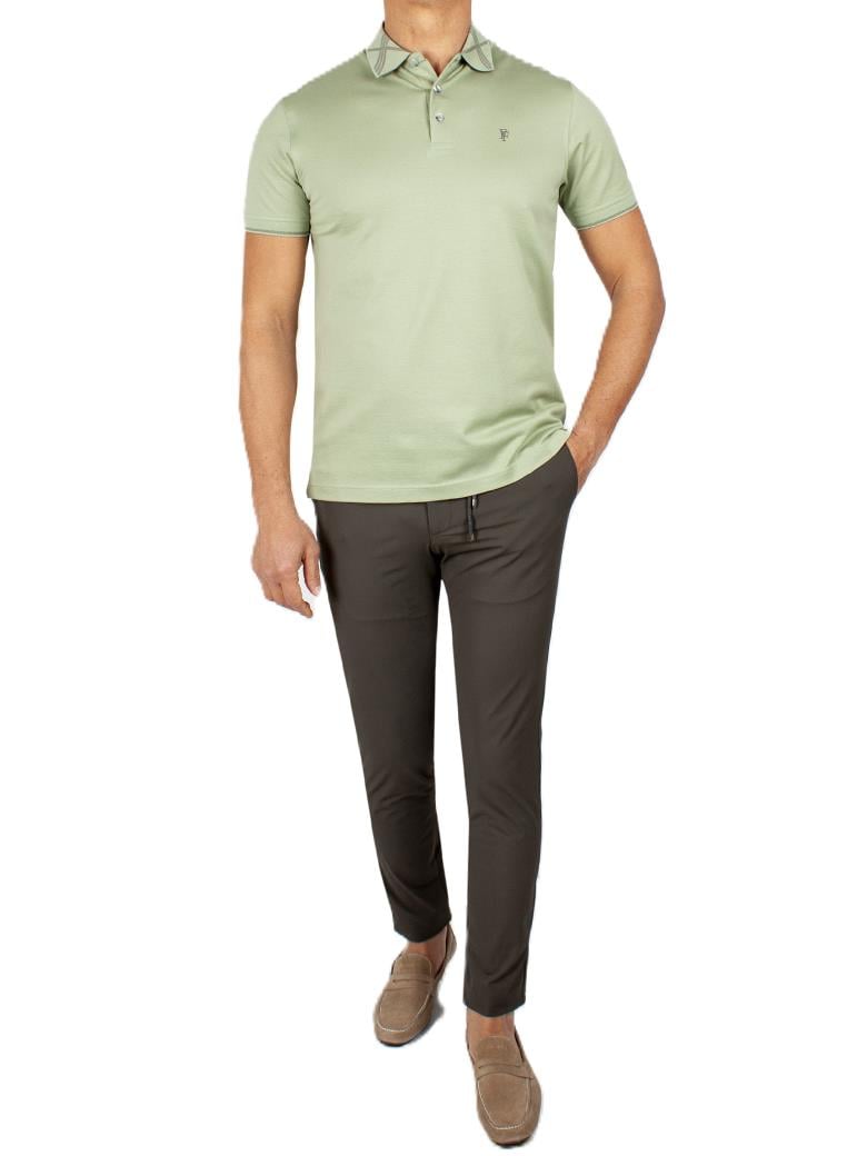 Regular Fit Yaka Detaylı Merserize %100 Pamuk Açık Yeşil Polo Tişört
