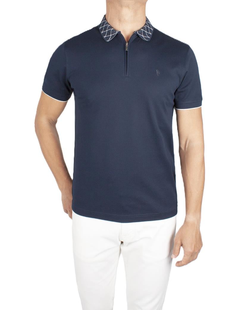 Regular Fit Yaka Detaylı Merserize %100 Pamuk Koyu Lacivert Polo Tişört