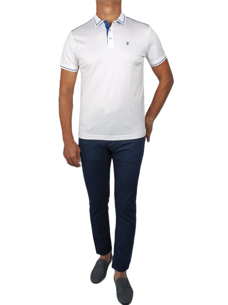 Regular Fit Yaka Detaylı Merserize %100 Pamuk Beyaz Polo Tişört