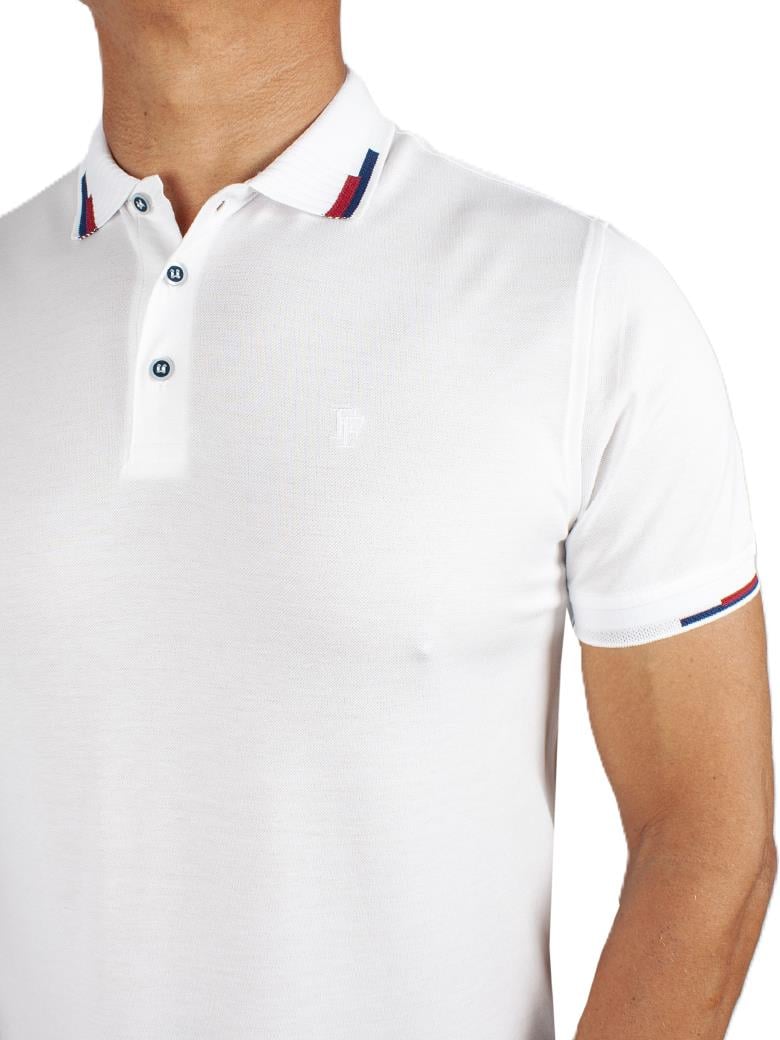 Regular Fit Yaka Detaylı Merserize %100 Pamuk Beyaz Polo Tişört