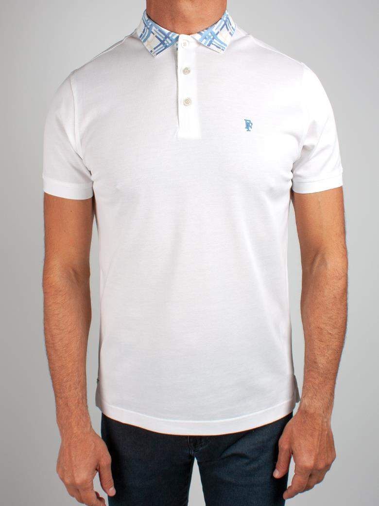 Regular Fit Yaka Detaylı Merserize %100 Pamuk Beyaz Polo Tişört