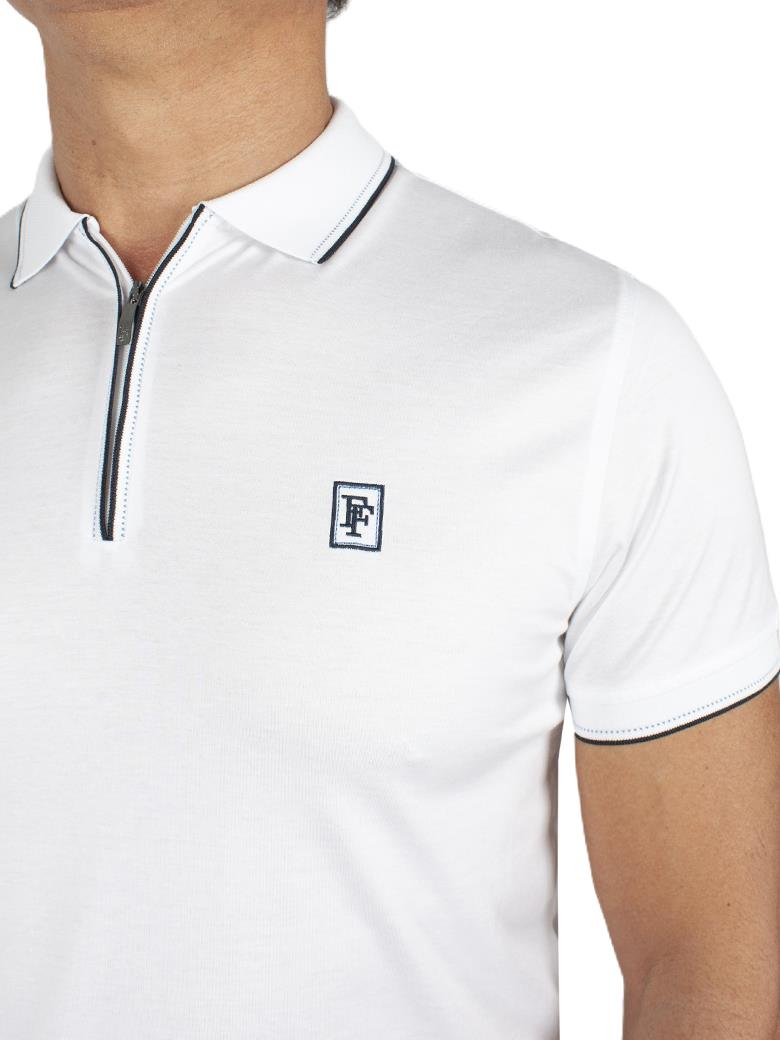 Regular Fit Yaka Detaylı Merserize %100 Pamuk Fermuarlı Beyaz Polo Tişört