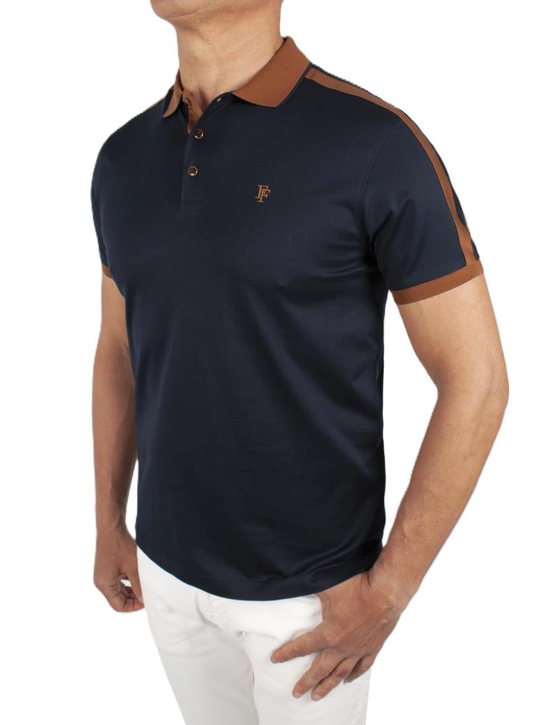 Regular Fit Yaka Detaylı Merserize %100 Pamuk Koyu Lacivert Polo Tişört