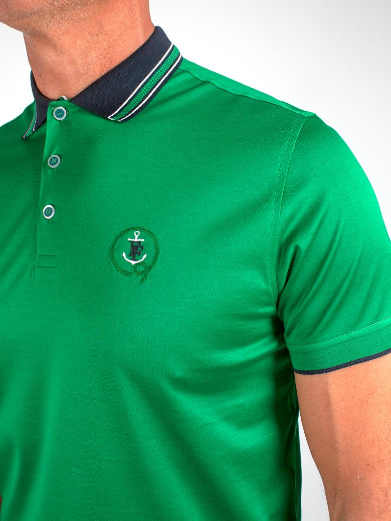 Regular Fit Yaka Detaylı Merserize %100 Pamuk Yeşil Polo Tişört