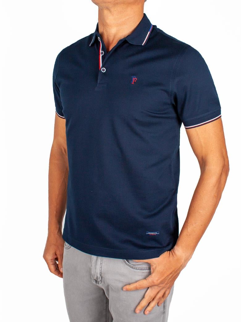 Regular Fit Yaka Detaylı Merserize %100 Pamuk Koyu Lacivert Polo Tişört
