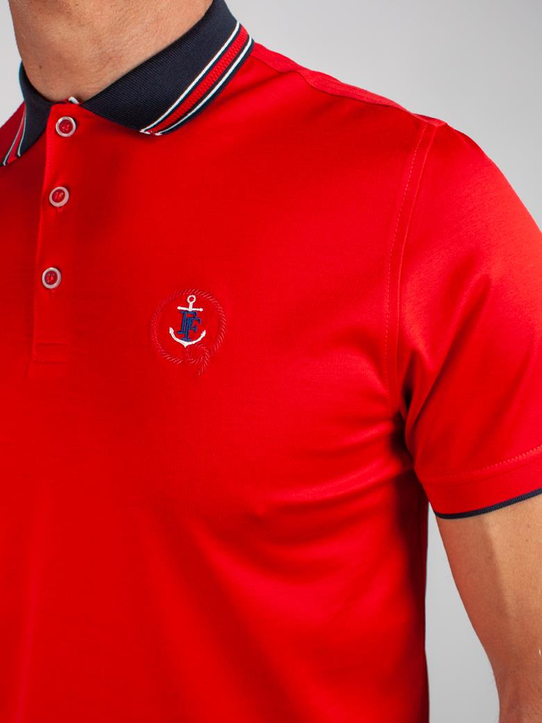 Regular Fit Yaka Detaylı Merserize %100 Pamuk Kırmızı Polo Tişört