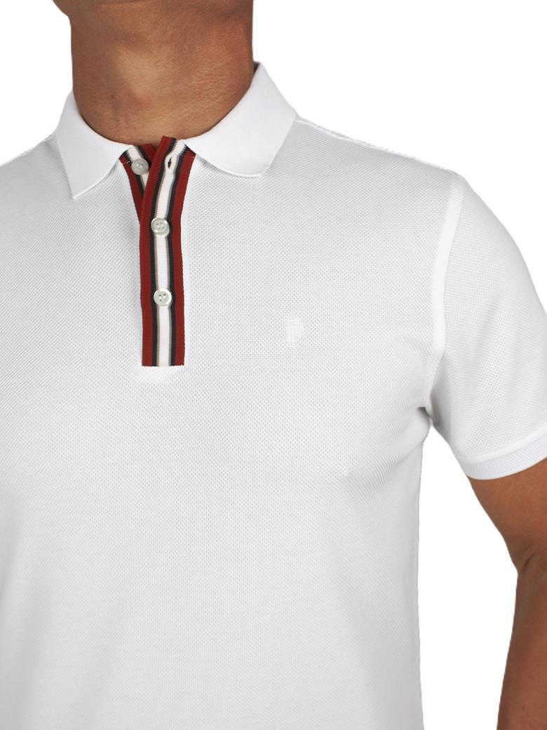 Regular Fit Yaka Detaylı Merserize %100 Pamuk Beyaz Polo Tişört