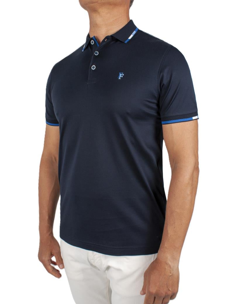 Regular Fit Yaka Detaylı Merserize %100 Pamuk Koyu Lacivert Polo Tişört